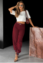 Spodnie jeansowe mom fit Password Protected burgundowe