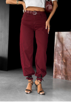 Spodnie jeansowe mom fit Password Protected burgundowe