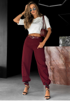 Spodnie jeansowe mom fit Password Protected burgundowe