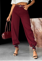 Spodnie jeansowe mom fit Password Protected burgundowe