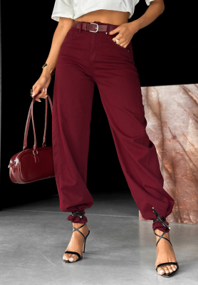 Spodnie jeansowe balloon Password Protected burgundowe