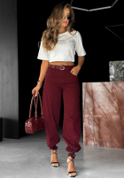 Spodnie jeansowe mom fit Password Protected burgundowe