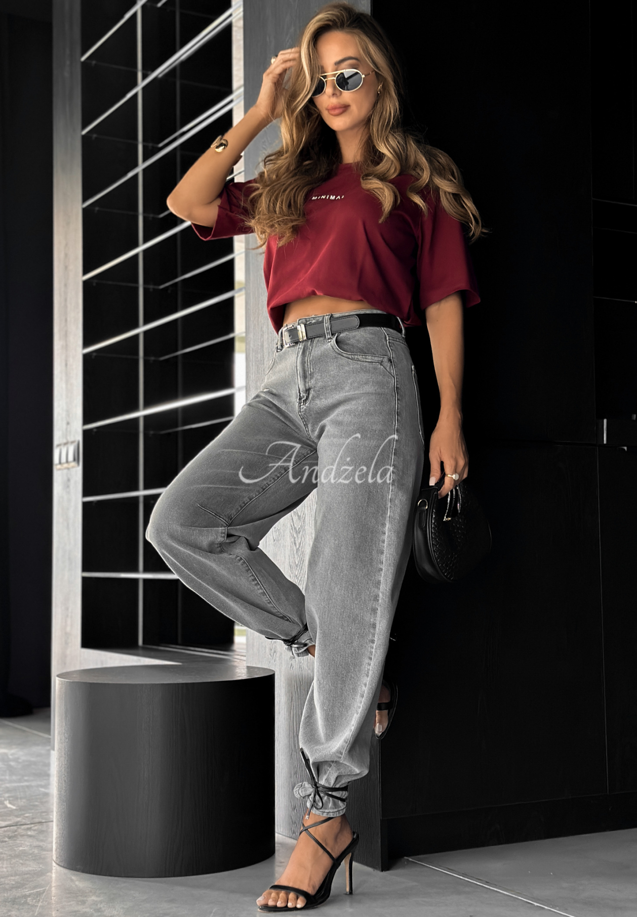Denim wide leg pants In This Silence grey