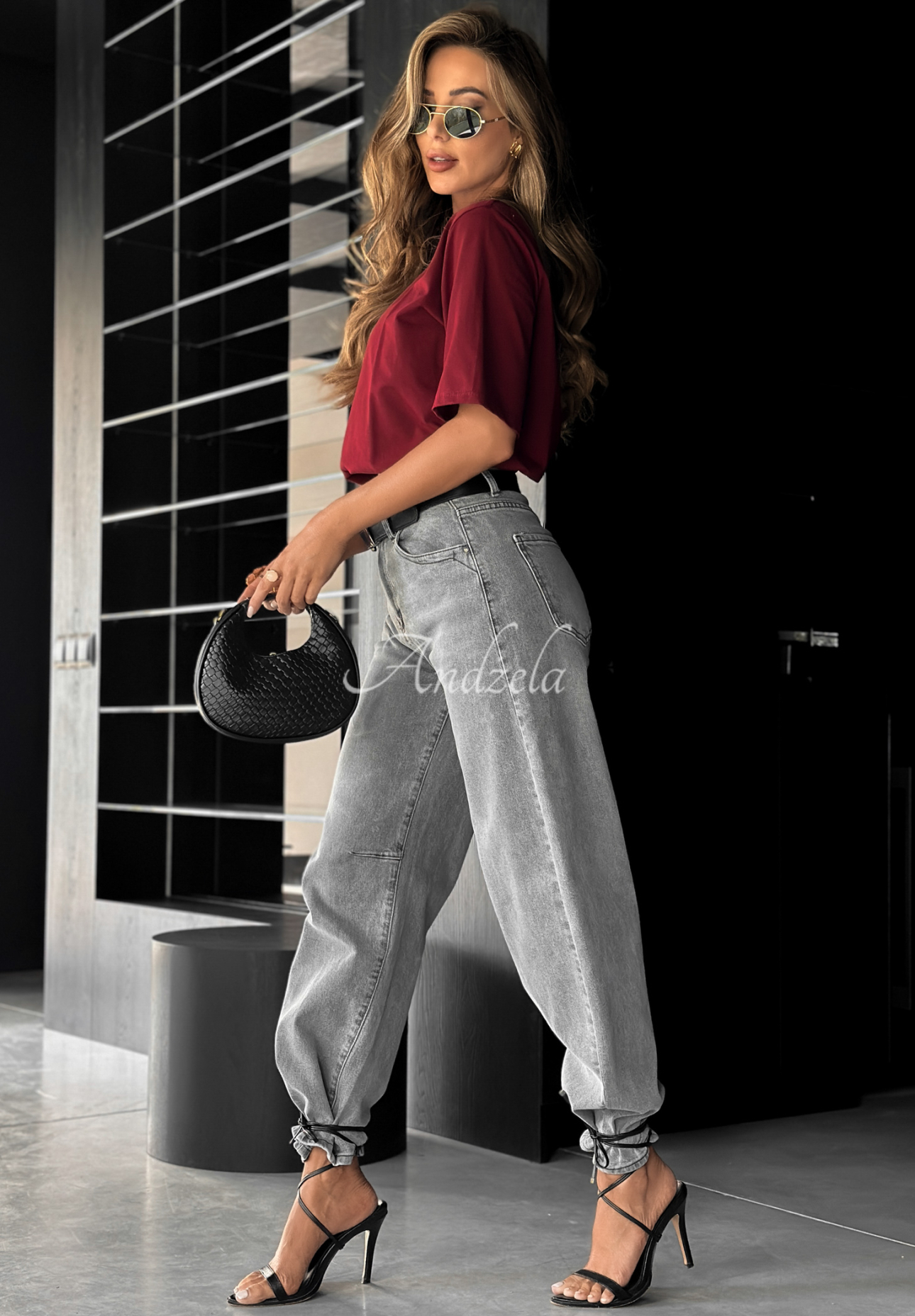 Denim wide leg pants In This Silence grey