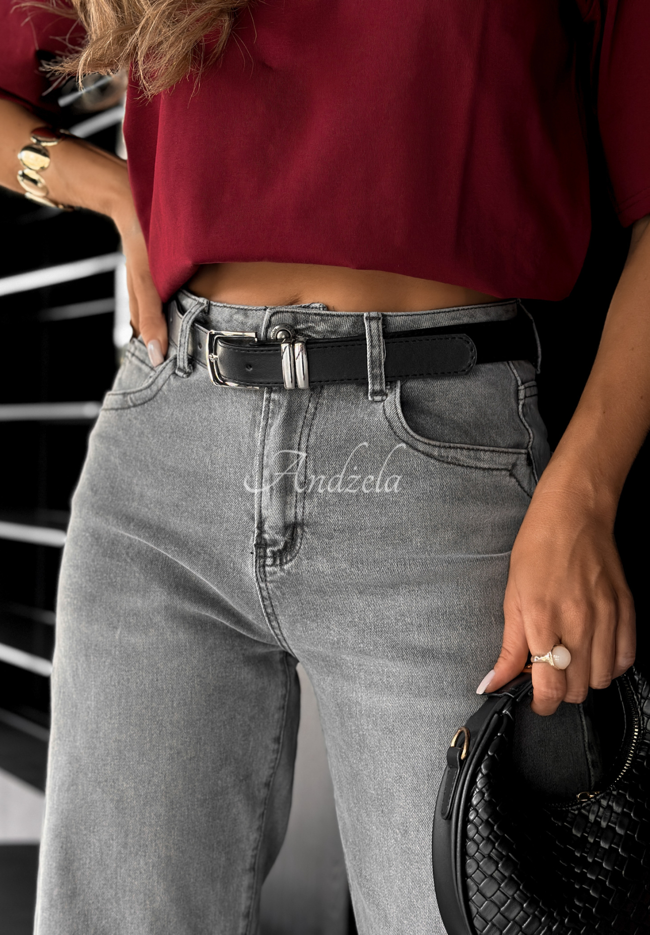 Denim wide leg pants In This Silence grey