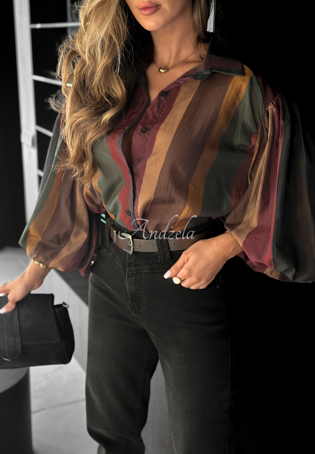Watch This chocolate and burgundy buffet shirt