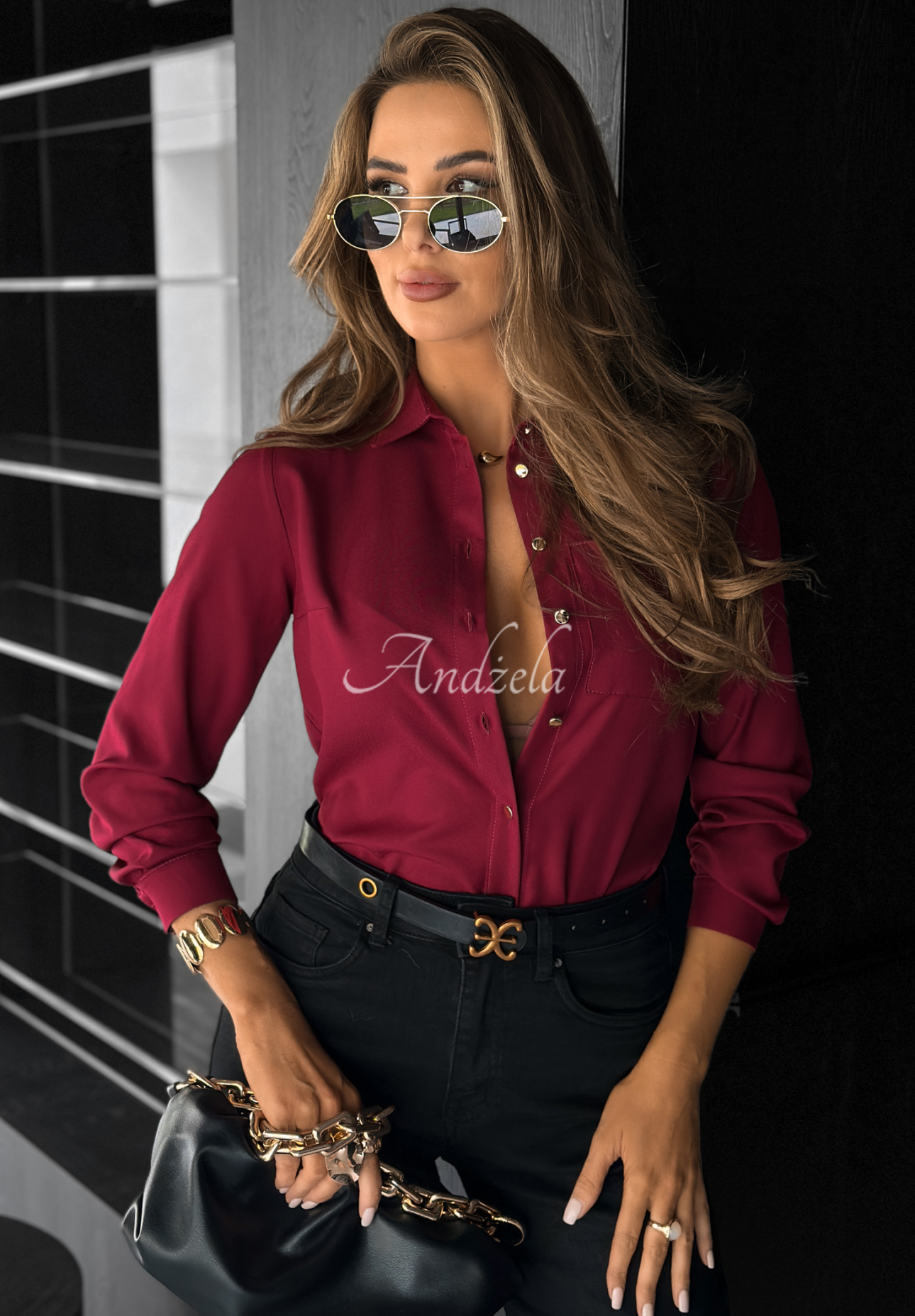 Koszula Simple Choices burgundowa