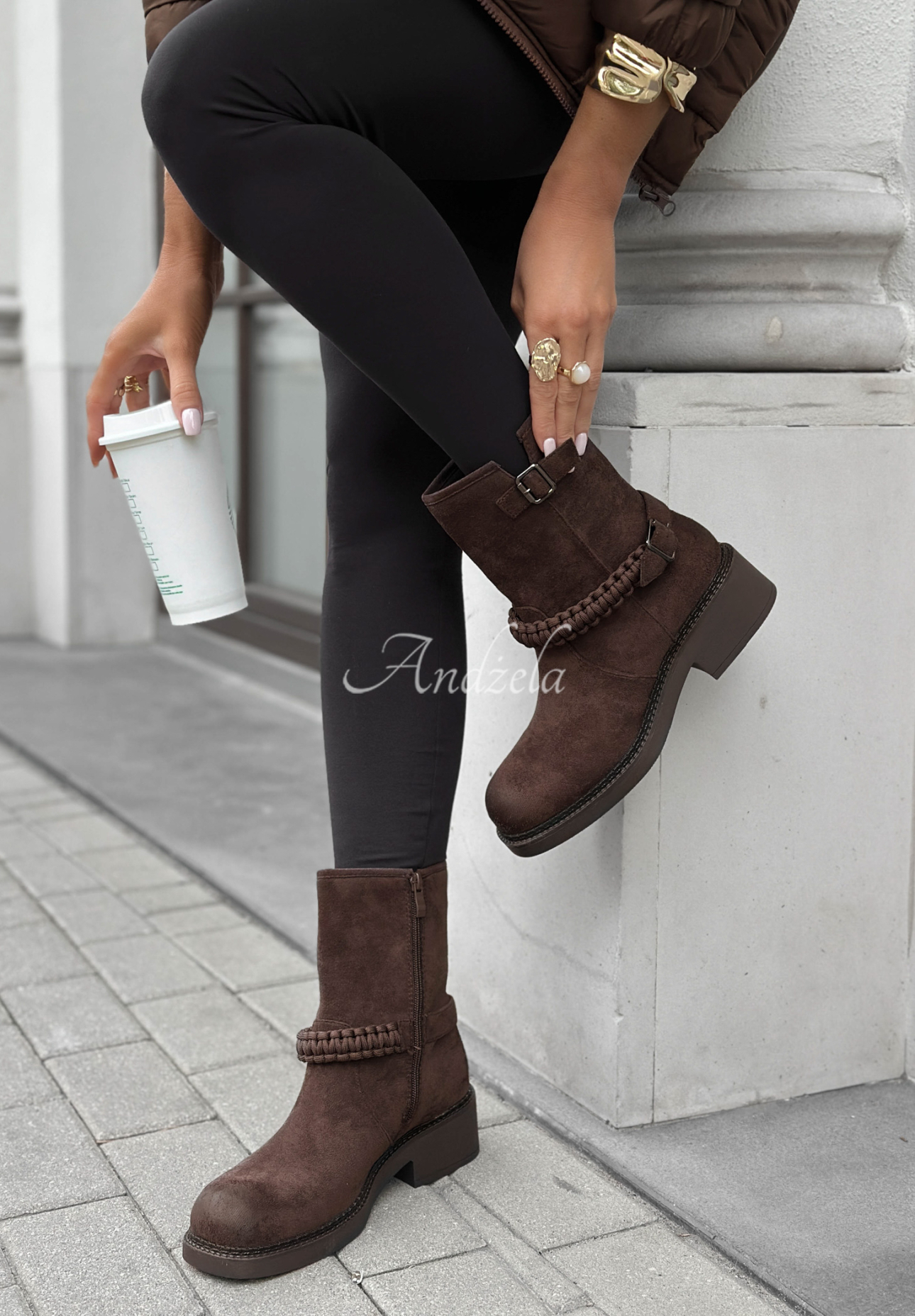 Suede boots with buckles After All This chocolate