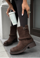 Suede boots with buckles After All This chocolate