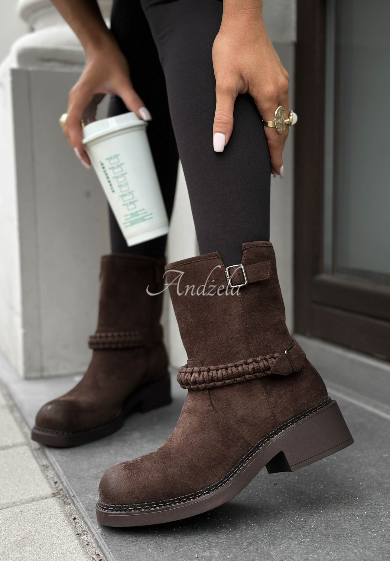 Suede boots with buckles After All This chocolate