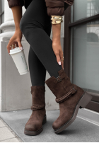 Zamszowe botki z klamrami After All This czekoladowe