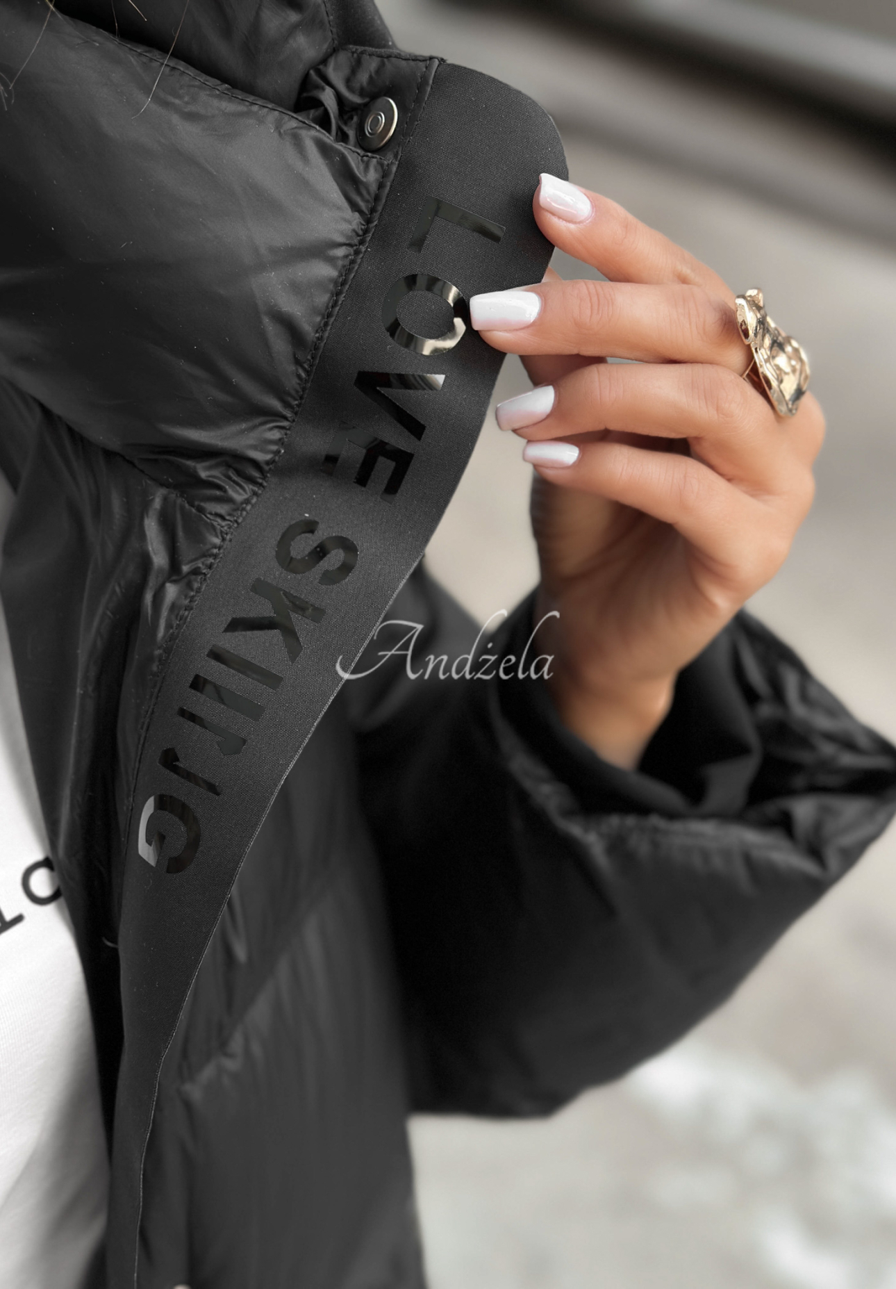 Long down jacket with quilting Need You black