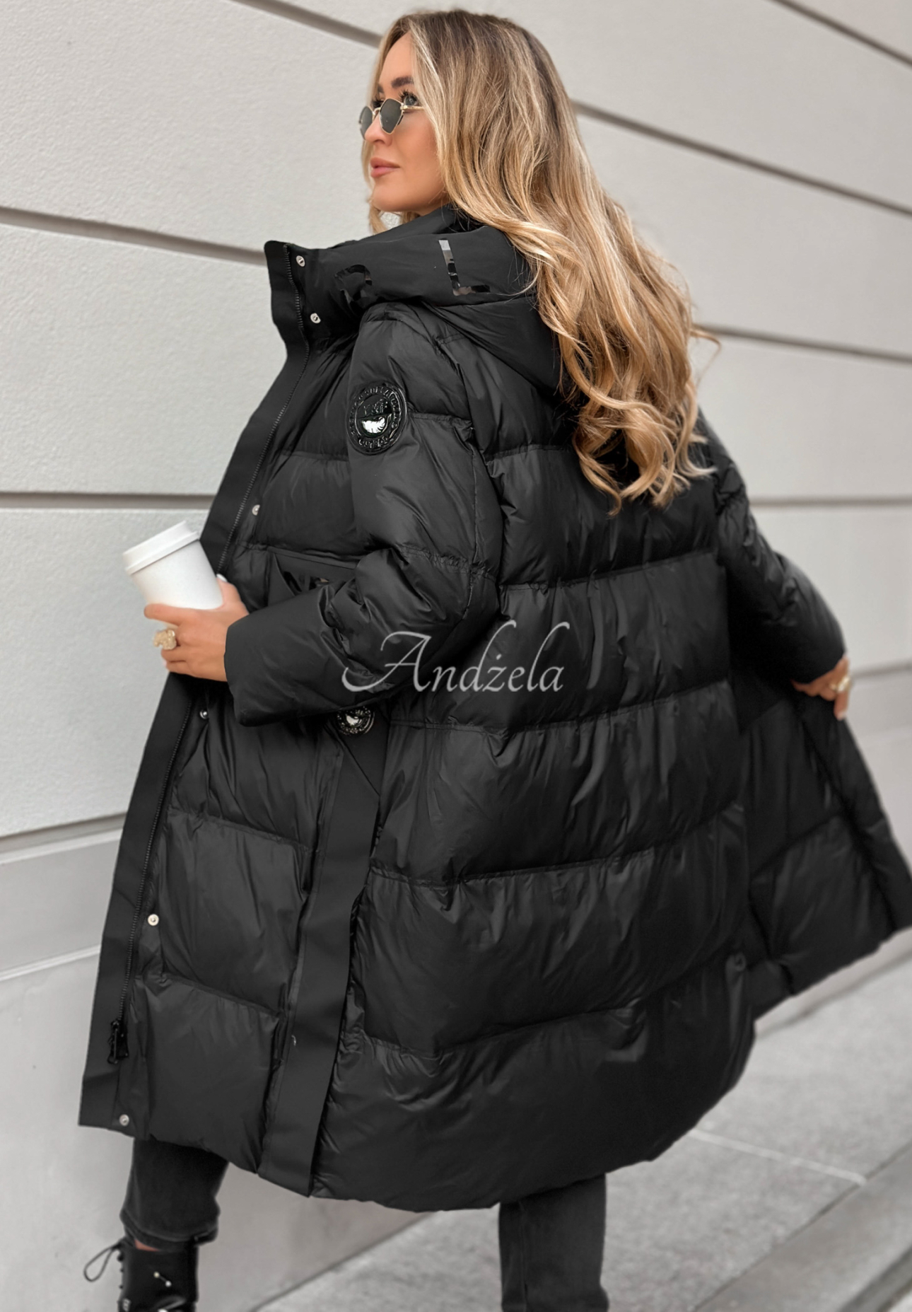 Long down jacket with quilting Need You black