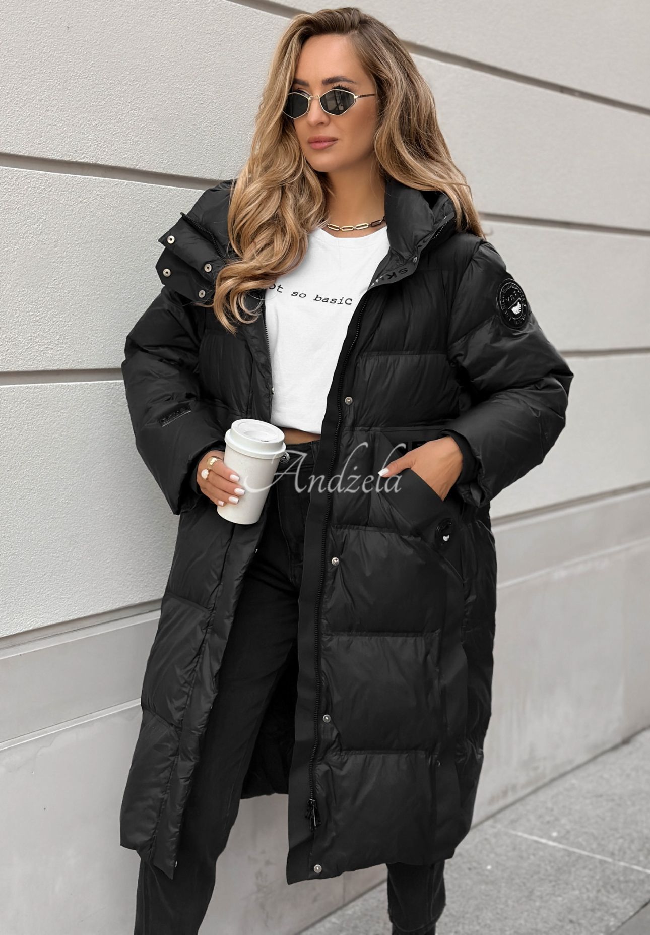 Long down jacket with quilting Need You black