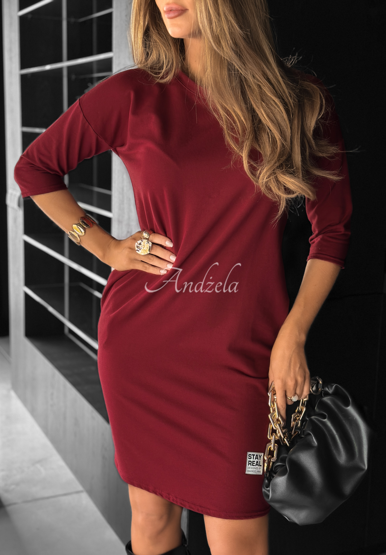 Tunic dress with pockets Stay Real burgundy