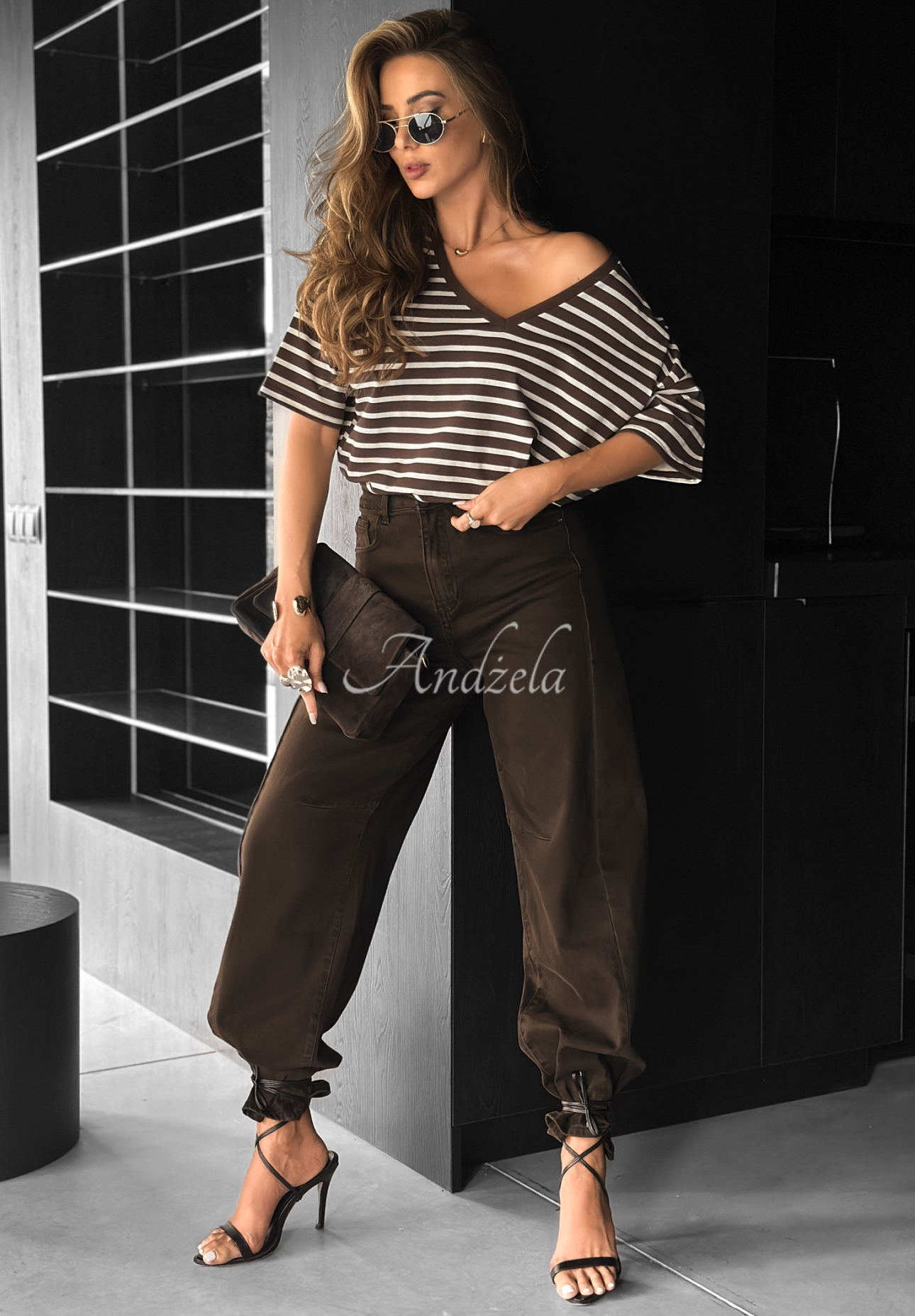 Cascade chocolate striped oversize T-shirt