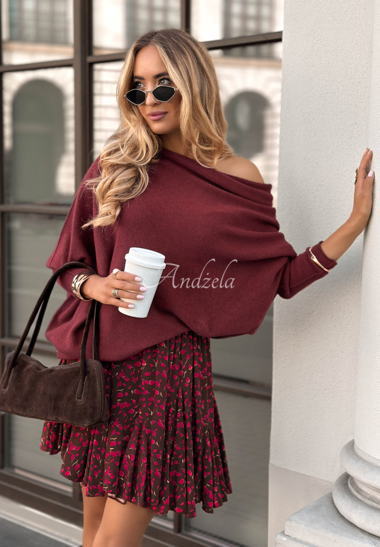 Sweter oversize Found Each Other burgundowy
