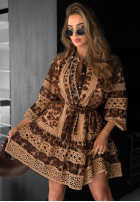 Sukienka w panterkę z koronką Next Please beżowa