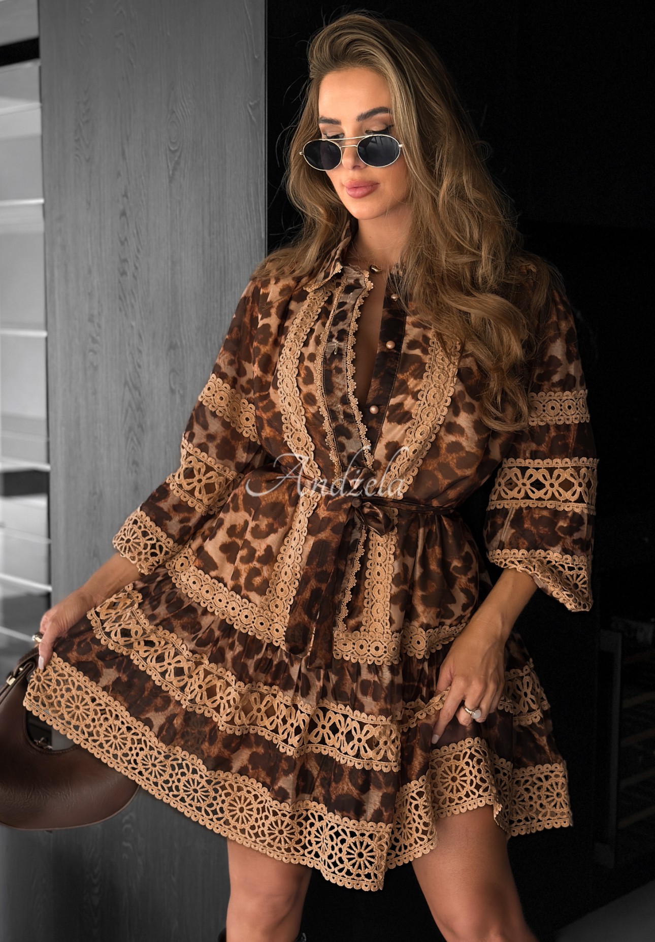 Panther dress with lace Next Please beige