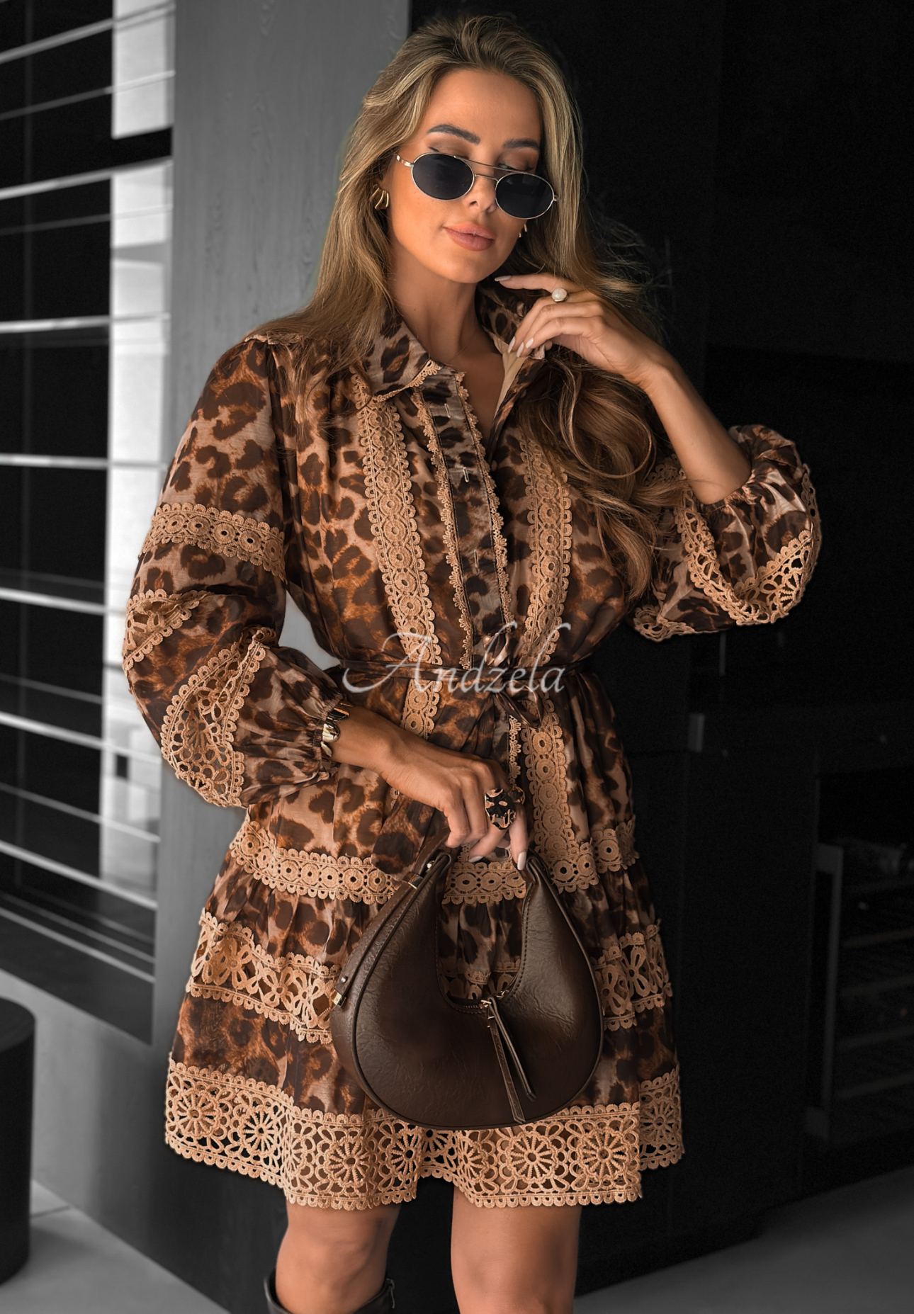 Panther dress with lace Next Please beige