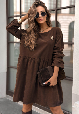 Corduroy mini dress I Meant That chocolate