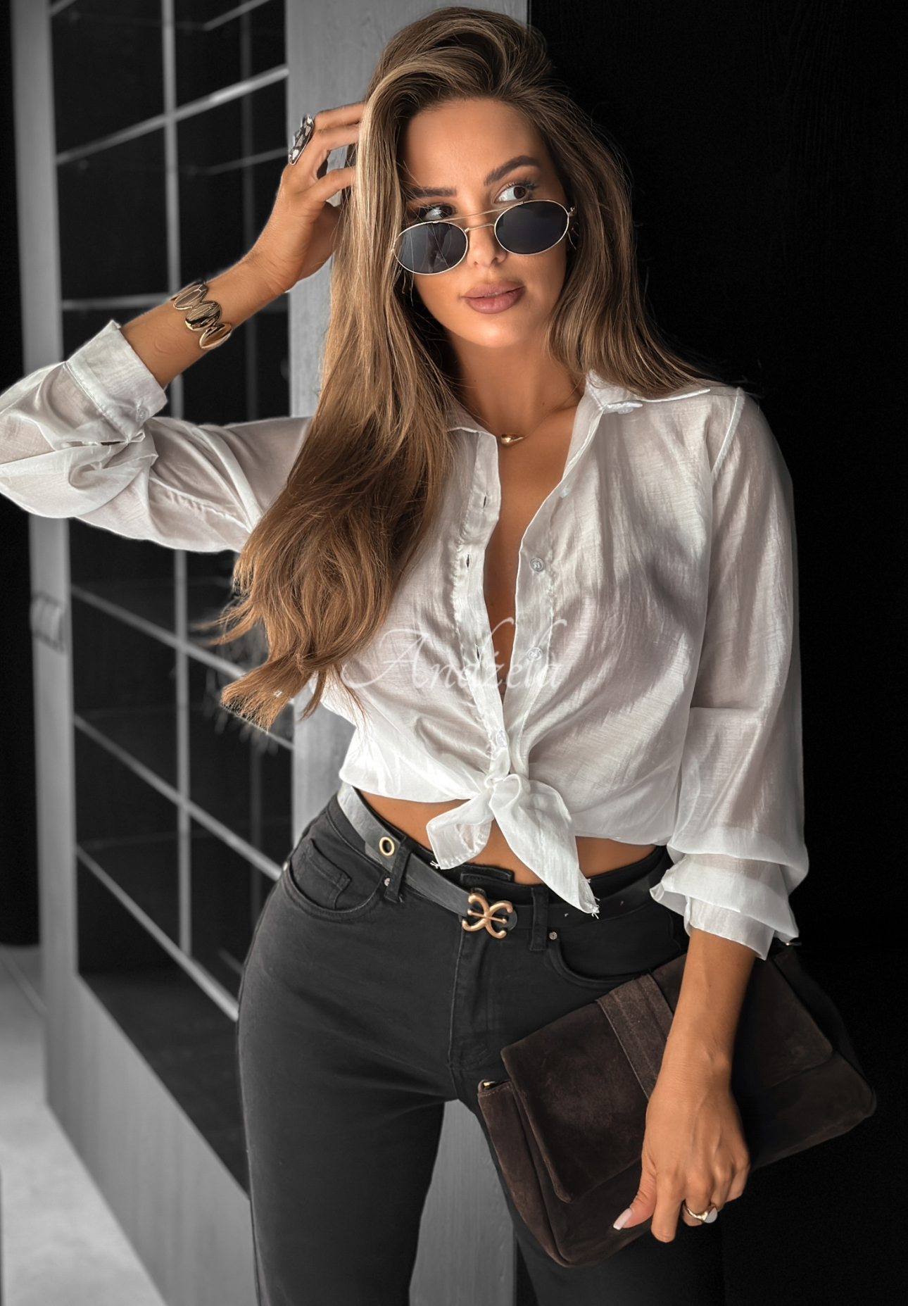 Your Better Side tied shirt white