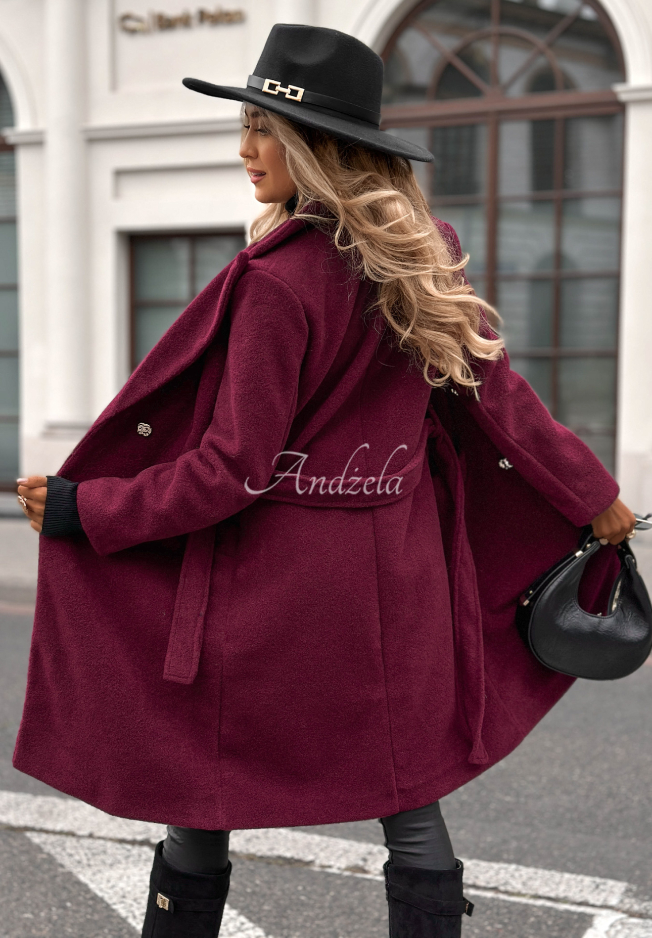 Arrington Park burgundy buttoned boucle coat