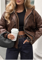 Skórzana kurtka bomberka Central Park czekoladowa