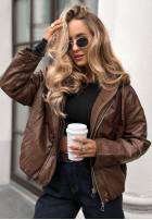 Skórzana kurtka bomberka Central Park czekoladowa