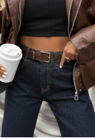 Spodnie jeansowe z paskiem Won't Explain granatowe