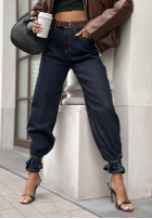 Spodnie jeansowe z paskiem Won't Explain granatowe