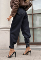 Spodnie jeansowe z paskiem Won't Explain granatowe