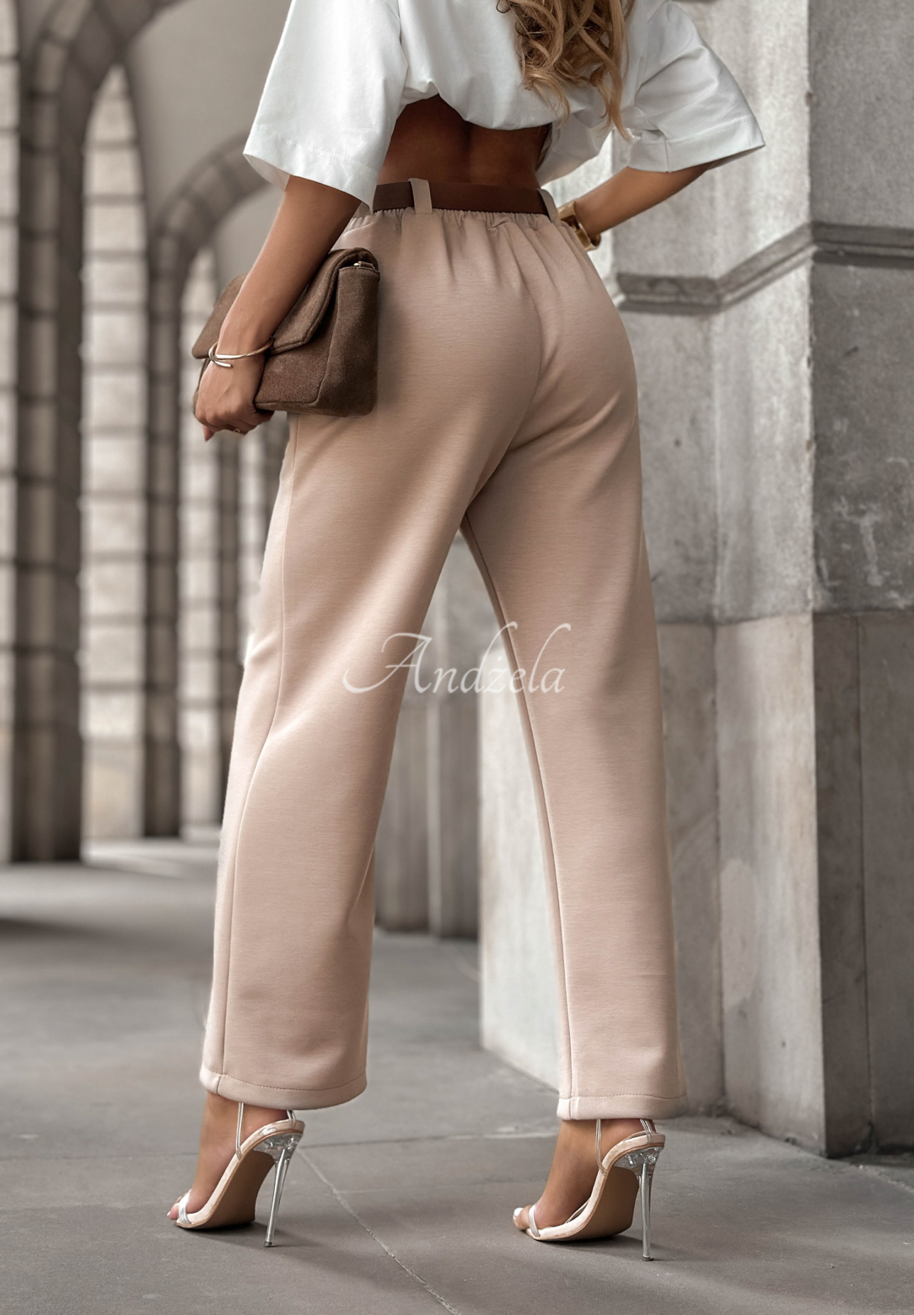 Material butter pants with belt Full Battery mocha