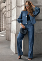 Jeansowe spodnie wide leg Real Success ciemnoniebieskie