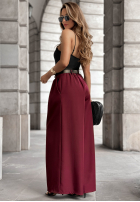 Materiałowe spodnie wide leg Set The Rules burgundowe