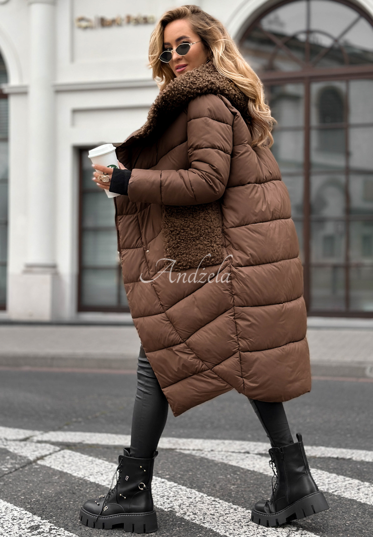 Long Cold Winter chocolate quilted sheepskin jacket