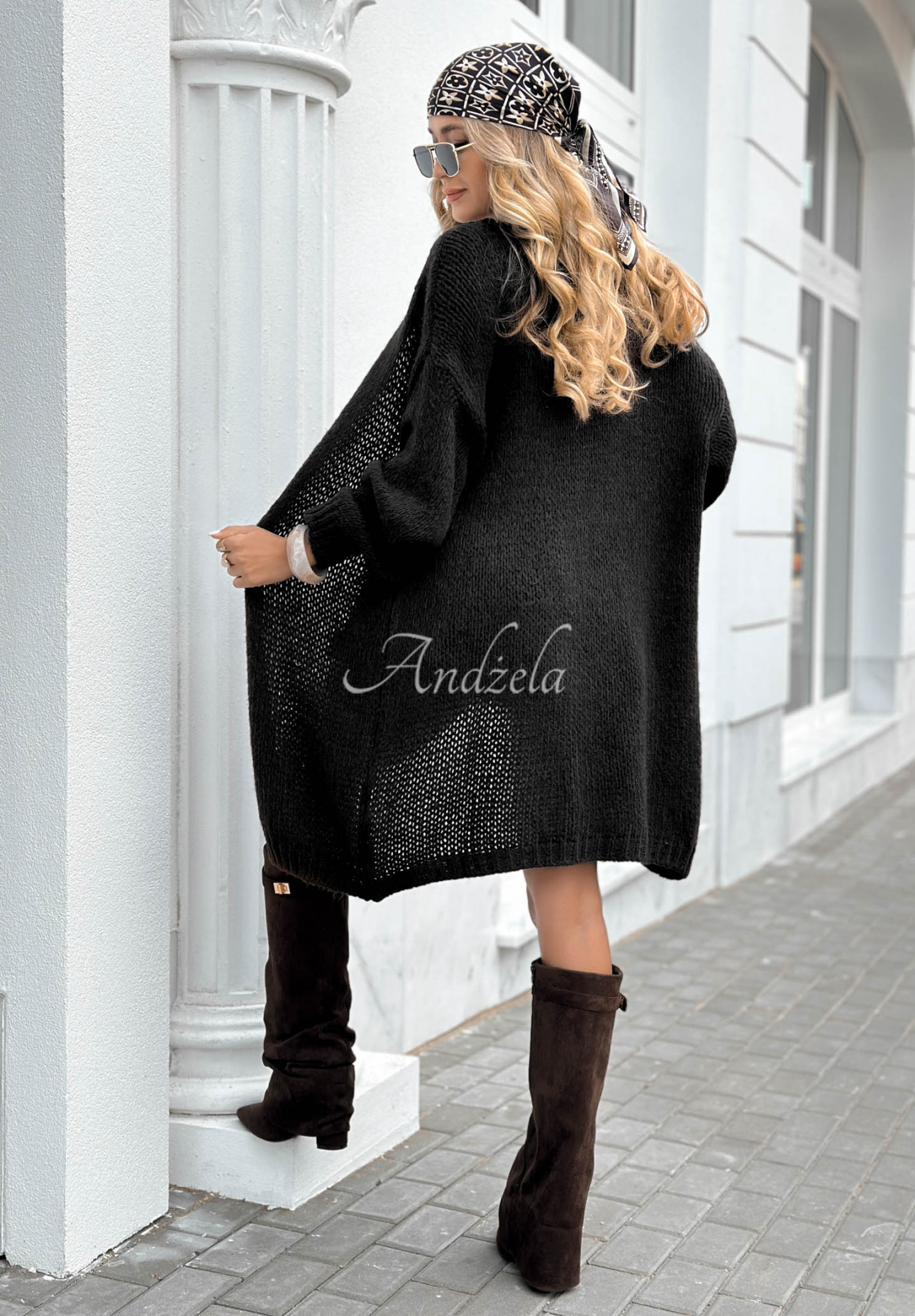 Bueno long knitted cardigan black
