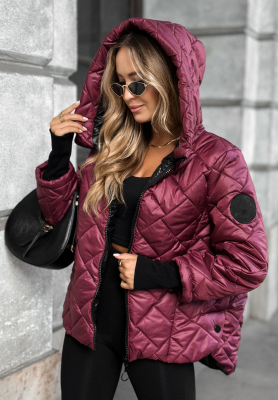 Just The Wind burgundy quilted hooded jacket