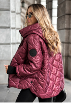Pikowana kurtka z kapturem Just The Wind burgundowa