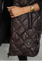 Długa pikowana kamizelka Five Minutes Late czekoladowa