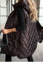 Długa pikowana kamizelka Five Minutes Late czekoladowa