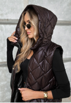 Długa pikowana kamizelka Five Minutes Late czekoladowa