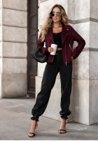 Zamszowa kurtka ramoneska Savage burgundowa