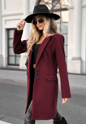 Long wool coat Next Chapter burgundy