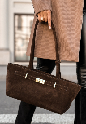 Suede handbag That Thought chocolate
