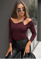 Bluzka z odkrytymi ramionami Half True burgundowa