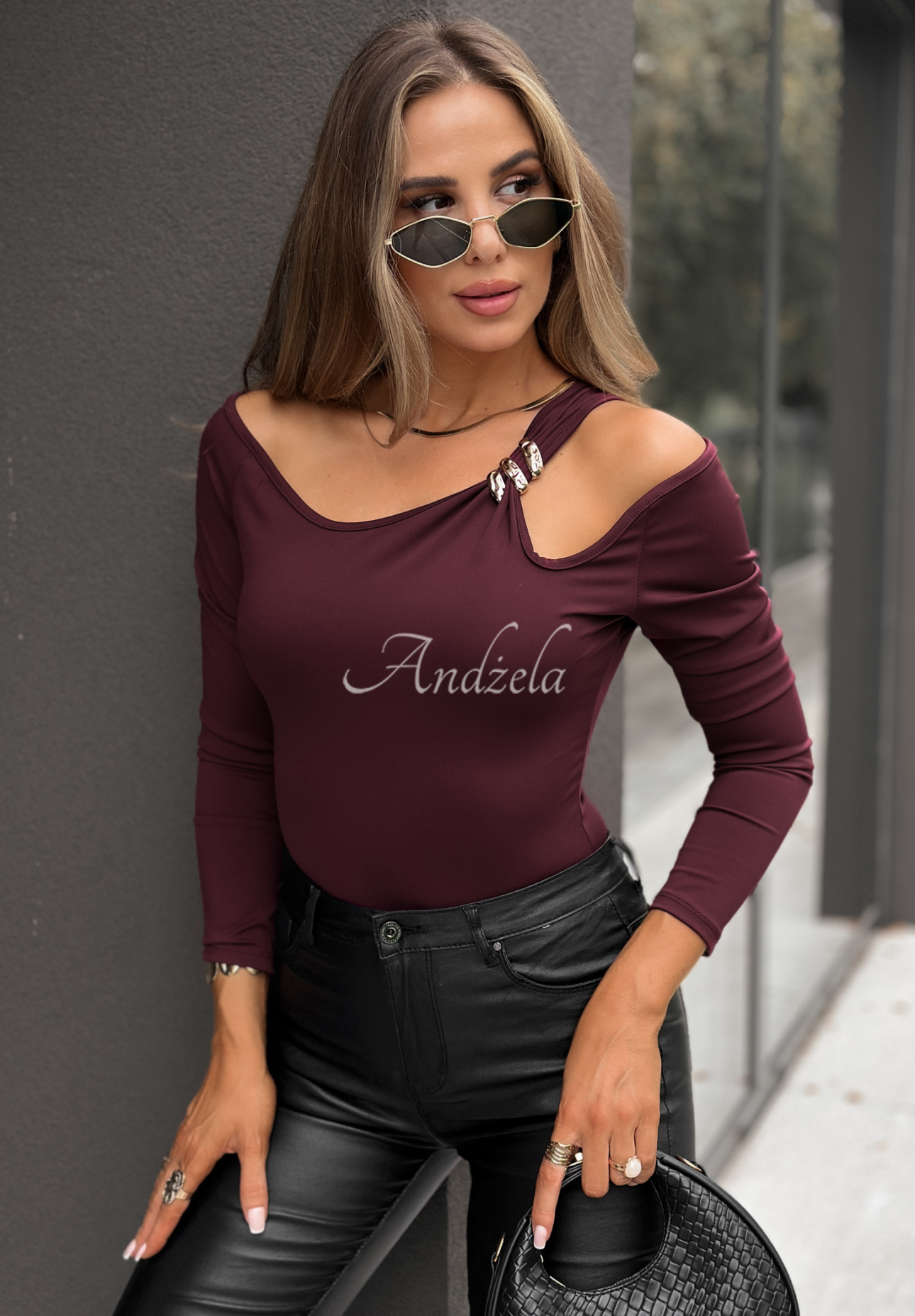 Half True burgundy open shoulder body