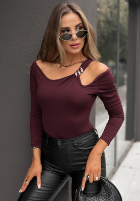 Half True burgundy open shoulder body