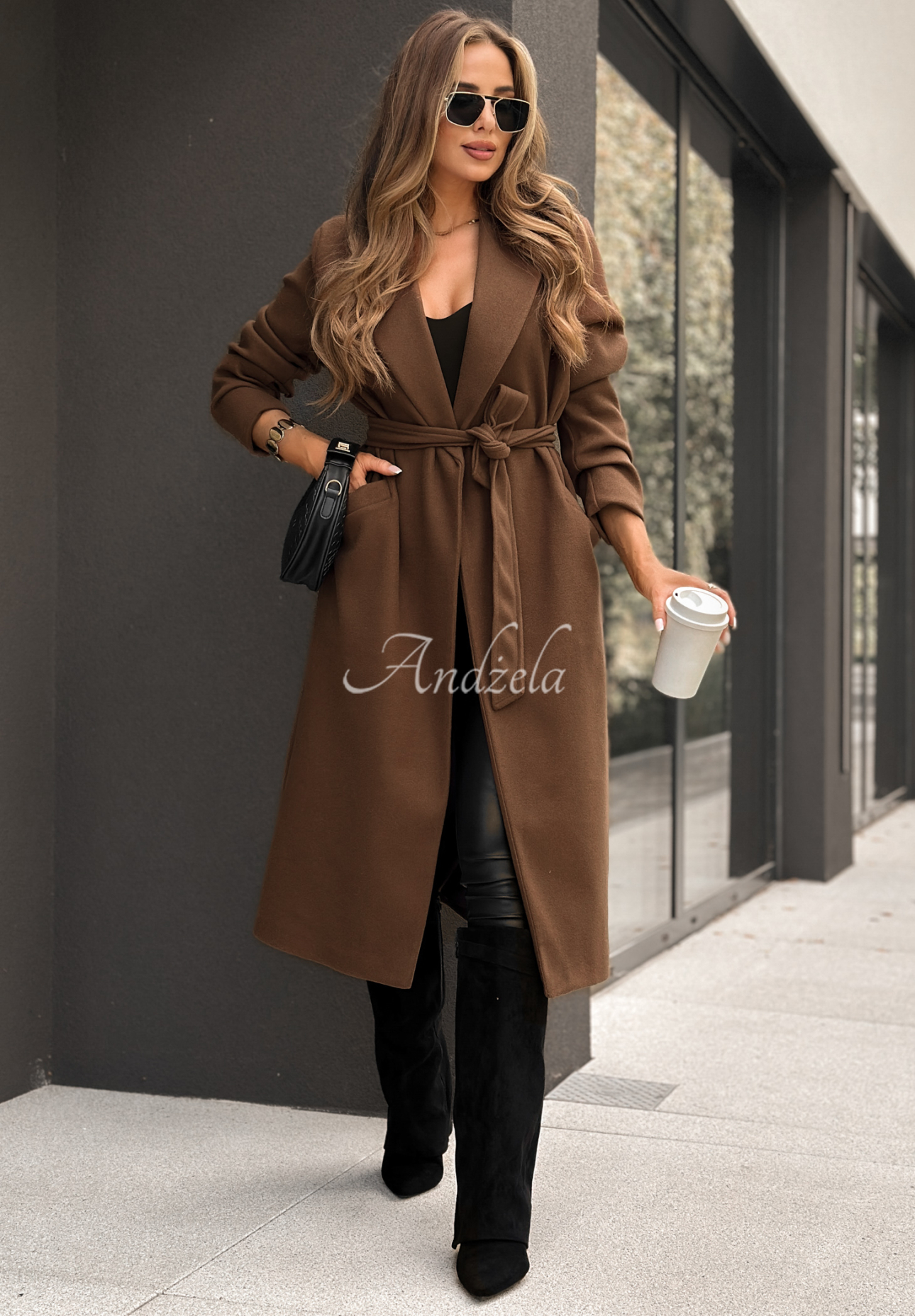 Long tied coat Sensual chocolate