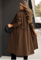 Długi wiązany płaszcz Sensual czekoladowy